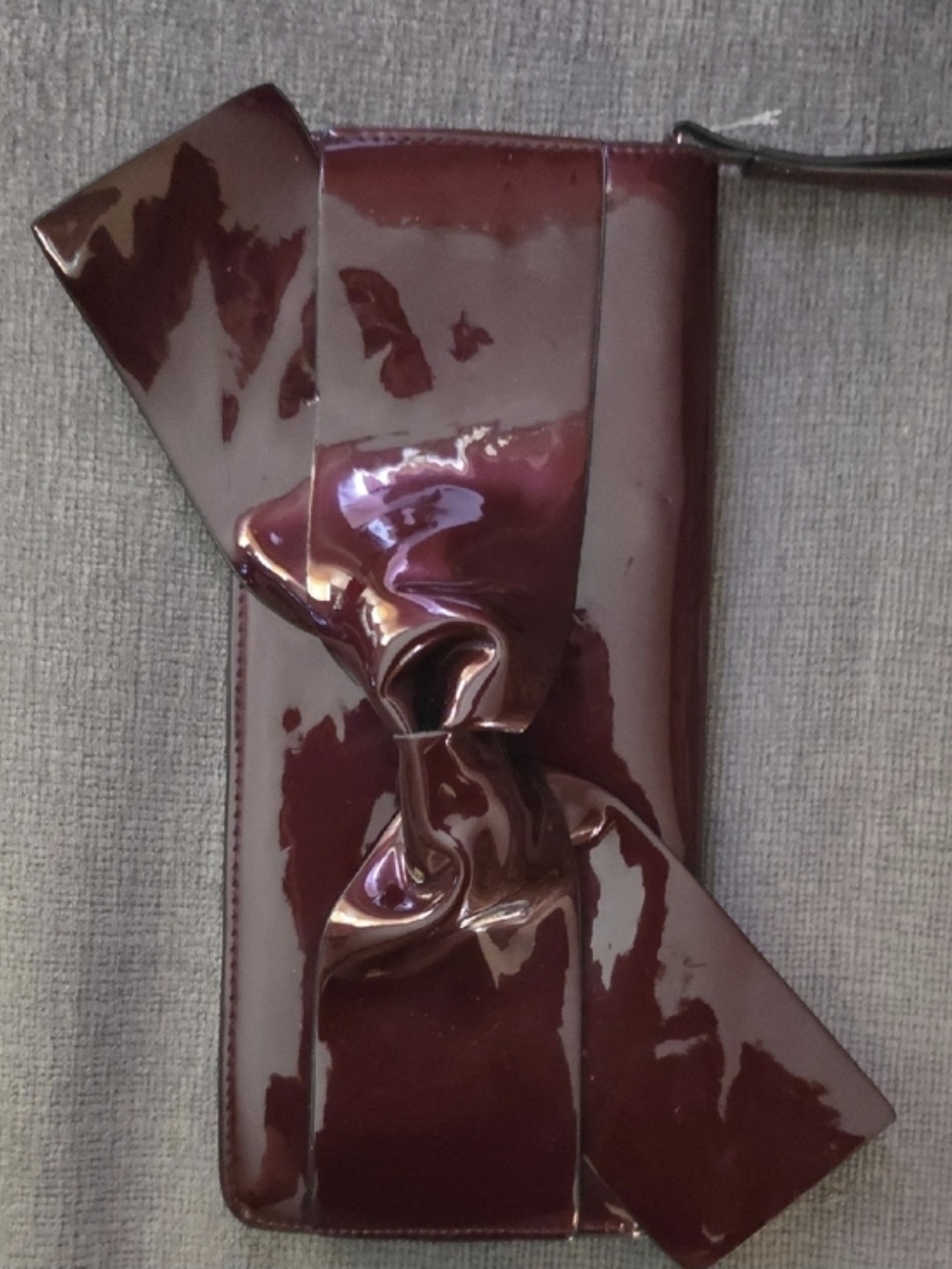 Vinyl Bow Clutch - Deep Burgundy